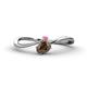 1 - Lucie Bold Oval Cut Smoky Quartz and Round Rhodolite Garnet 2 Stone Promise Ring 