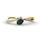1 - Lucie Bold Oval Cut London Blue Topaz and Round Rhodolite Garnet 2 Stone Promise Ring 