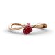 1 - Lucie Bold Oval Cut Ruby and Round Rhodolite Garnet 2 Stone Promise Ring 