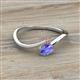 2 - Lucie Bold Oval Cut Tanzanite and Round Rhodolite Garnet 2 Stone Promise Ring 