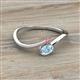 2 - Lucie Bold Oval Cut Aquamarine and Round Rhodolite Garnet 2 Stone Promise Ring 
