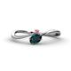 1 - Lucie Bold Oval Cut London Blue Topaz and Round Rhodolite Garnet 2 Stone Promise Ring 