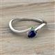 2 - Lucie Bold Oval Cut Blue Sapphire and Round Green Garnet 2 Stone Promise Ring 