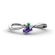 1 - Lucie Bold Oval Cut Iolite and Round Green Garnet 2 Stone Promise Ring 