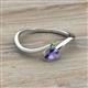 2 - Lucie Bold Oval Cut Iolite and Round Green Garnet 2 Stone Promise Ring 