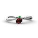 1 - Lucie Bold Oval Cut Red Garnet and Round Green Garnet 2 Stone Promise Ring 