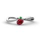 1 - Lucie Bold Oval Cut Ruby and Round Green Garnet 2 Stone Promise Ring 
