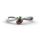 1 - Lucie Bold Oval Cut Smoky Quartz and Round Green Garnet 2 Stone Promise Ring 