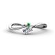 1 - Lucie Bold Oval Cut Diamond and Round Green Garnet 2 Stone Promise Ring 