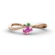 1 - Lucie Bold Oval Cut Pink Sapphire and Round Green Garnet 2 Stone Promise Ring 