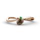 1 - Lucie Bold Oval Cut Smoky Quartz and Round Green Garnet 2 Stone Promise Ring 
