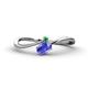 1 - Lucie Bold Oval Cut Tanzanite and Round Green Garnet 2 Stone Promise Ring 