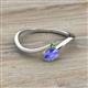 2 - Lucie Bold Oval Cut Tanzanite and Round Green Garnet 2 Stone Promise Ring 