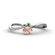 1 - Lucie Bold Oval Cut Morganite and Round Green Garnet 2 Stone Promise Ring 
