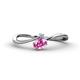 1 - Lucie Bold Oval Cut Pink Sapphire and Round Aquamarine 2 Stone Promise Ring 
