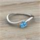 2 - Lucie Bold Oval Cut Blue Topaz and Round Aquamarine 2 Stone Promise Ring 