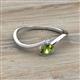 2 - Lucie Bold Oval Cut Peridot and Round Aquamarine 2 Stone Promise Ring 