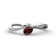 1 - Lucie Bold Oval Cut Red Garnet and Round Aquamarine 2 Stone Promise Ring 