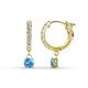 1 - Nita (4mm) Round Blue Topaz and Diamond Dangle Huggie Hoop Earrings 