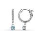 1 - Nita (4mm) Round Aquamarine and Diamond Dangle Huggie Hoop Earrings 