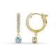 1 - Nita (4mm) Round Aquamarine and Diamond Dangle Huggie Hoop Earrings 