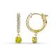 1 - Nita (4mm) Round Yellow and White Diamond Dangle Huggie Hoop Earrings 
