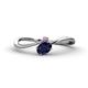 1 - Lucie Bold Oval Cut Blue Sapphire and Round Pink Tourmaline 2 Stone Promise Ring 