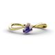1 - Lucie Bold Oval Cut Iolite and Round Pink Tourmaline 2 Stone Promise Ring 