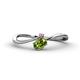 1 - Lucie Bold Oval Cut Peridot and Round Pink Tourmaline 2 Stone Promise Ring 