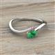 2 - Lucie Bold Oval Cut Emerald and Round Pink Tourmaline 2 Stone Promise Ring 