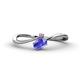 1 - Lucie Bold Oval Cut Tanzanite and Round Pink Tourmaline 2 Stone Promise Ring 
