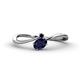 1 - Lucie Bold Oval Cut Blue Sapphire and Round Black Diamond 2 Stone Promise Ring 
