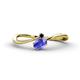 1 - Lucie Bold Oval Cut Tanzanite and Round Black Diamond 2 Stone Promise Ring 