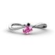 1 - Lucie Bold Oval Cut Pink Sapphire and Round Black Diamond 2 Stone Promise Ring 