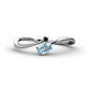 1 - Lucie Bold Oval Cut Aquamarine and Round Black Diamond 2 Stone Promise Ring 