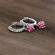2 - Nita (5mm) Round Pink Tourmaline and Diamond Dangle Huggie Hoop Earrings 