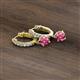 2 - Nita (5mm) Round Pink Tourmaline and Diamond Dangle Huggie Hoop Earrings 