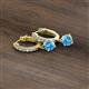 2 - Nita (5mm) Round Blue Topaz and Diamond Dangle Huggie Hoop Earrings 