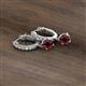 2 - Nita (5mm) Round Red Garnet and Diamond Dangle Huggie Hoop Earrings 