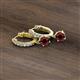 2 - Nita (5mm) Round Red Garnet and Diamond Dangle Huggie Hoop Earrings 