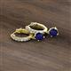 2 - Nita (5mm) Round Blue Sapphire and Diamond Dangle Huggie Hoop Earrings 