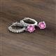 2 - Nita (5mm) Round Lab Created Pink Sapphire and Diamond Dangle Huggie Hoop Earrings 