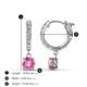 3 - Nita (5mm) Round Lab Created Pink Sapphire and Diamond Dangle Huggie Hoop Earrings 