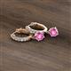 2 - Nita (5mm) Round Lab Created Pink Sapphire and Diamond Dangle Huggie Hoop Earrings 