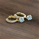 2 - Nita (5mm) Round Aquamarine and Diamond Dangle Huggie Hoop Earrings 