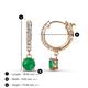 3 - Nita (5mm) Round Emerald and Diamond Dangle Huggie Hoop Earrings 