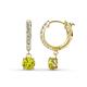 1 - Nita (5mm) Round Yellow and White Diamond Dangle Huggie Hoop Earrings 