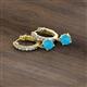 2 - Nita (5mm) Round Turquoise and Diamond Dangle Huggie Hoop Earrings 