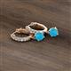 2 - Nita (5mm) Round Turquoise and Diamond Dangle Huggie Hoop Earrings 