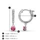 3 - Nita (4mm) Round Pink Tourmaline and Diamond Dangle Huggie Hoop Earrings 